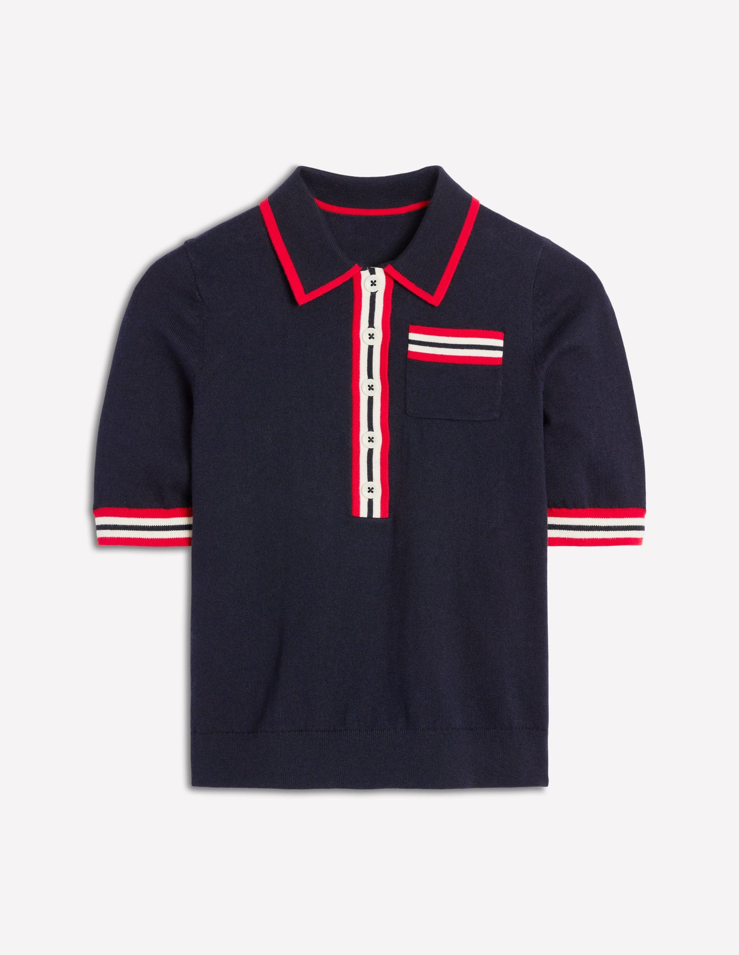 Cotton Henley T-shirt-Navy