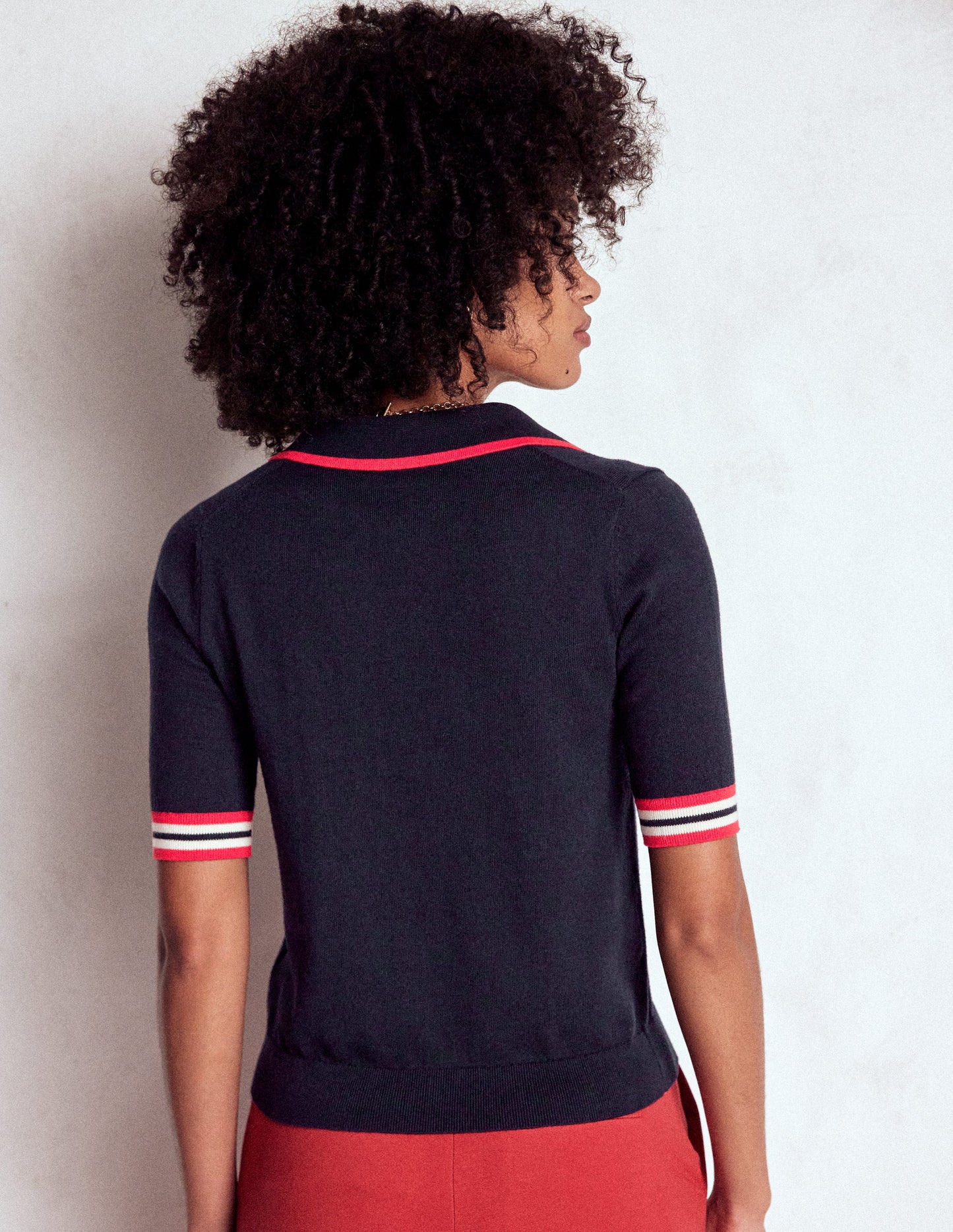Cotton Henley T-shirt-Navy