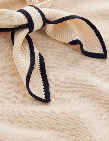 Knitted Bow Jumper-Warm Ivory-7