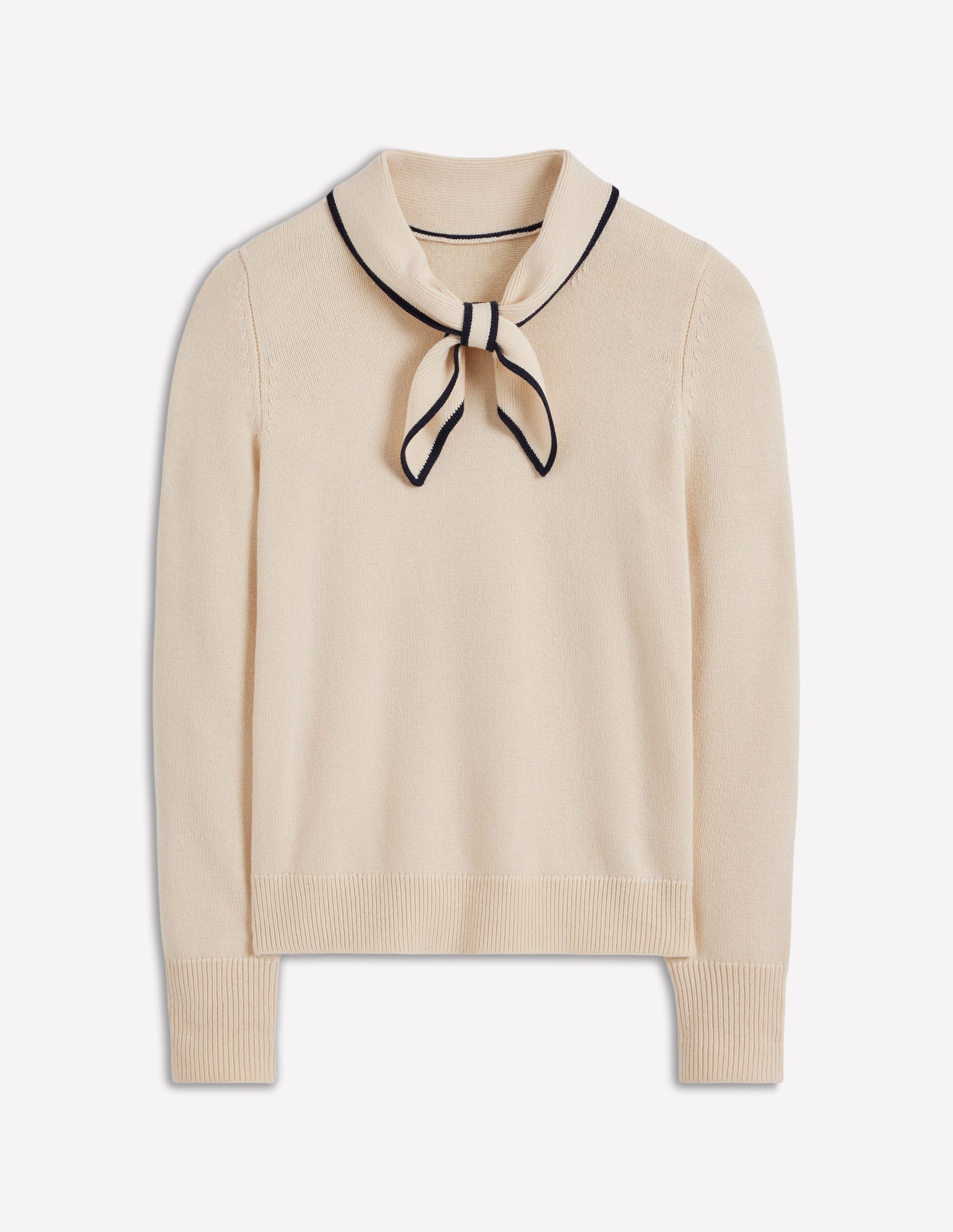 Knitted Bow Jumper-Warm Ivory-6