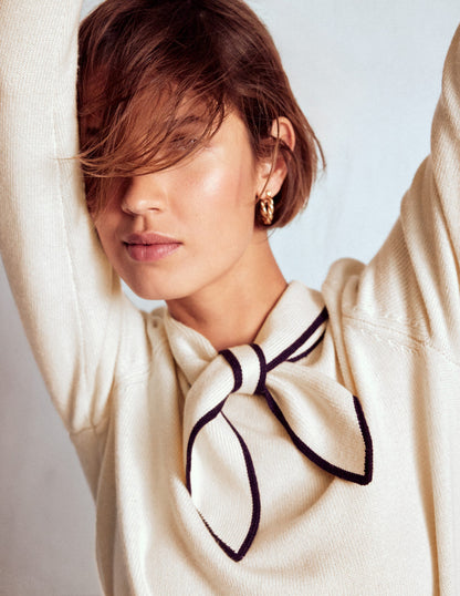 Knitted Bow Jumper-Warm Ivory-2