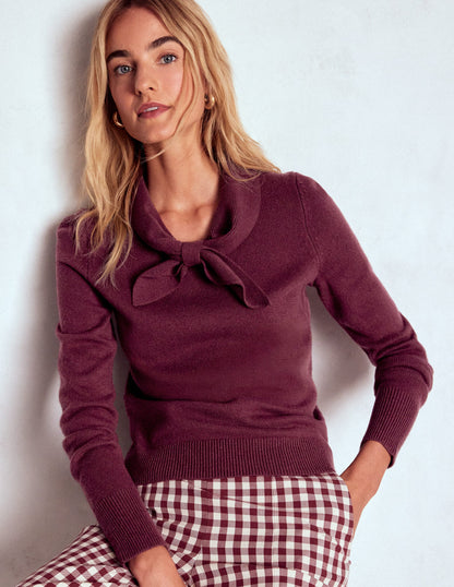 Knitted Bow Jumper-Deep Wisteria-1