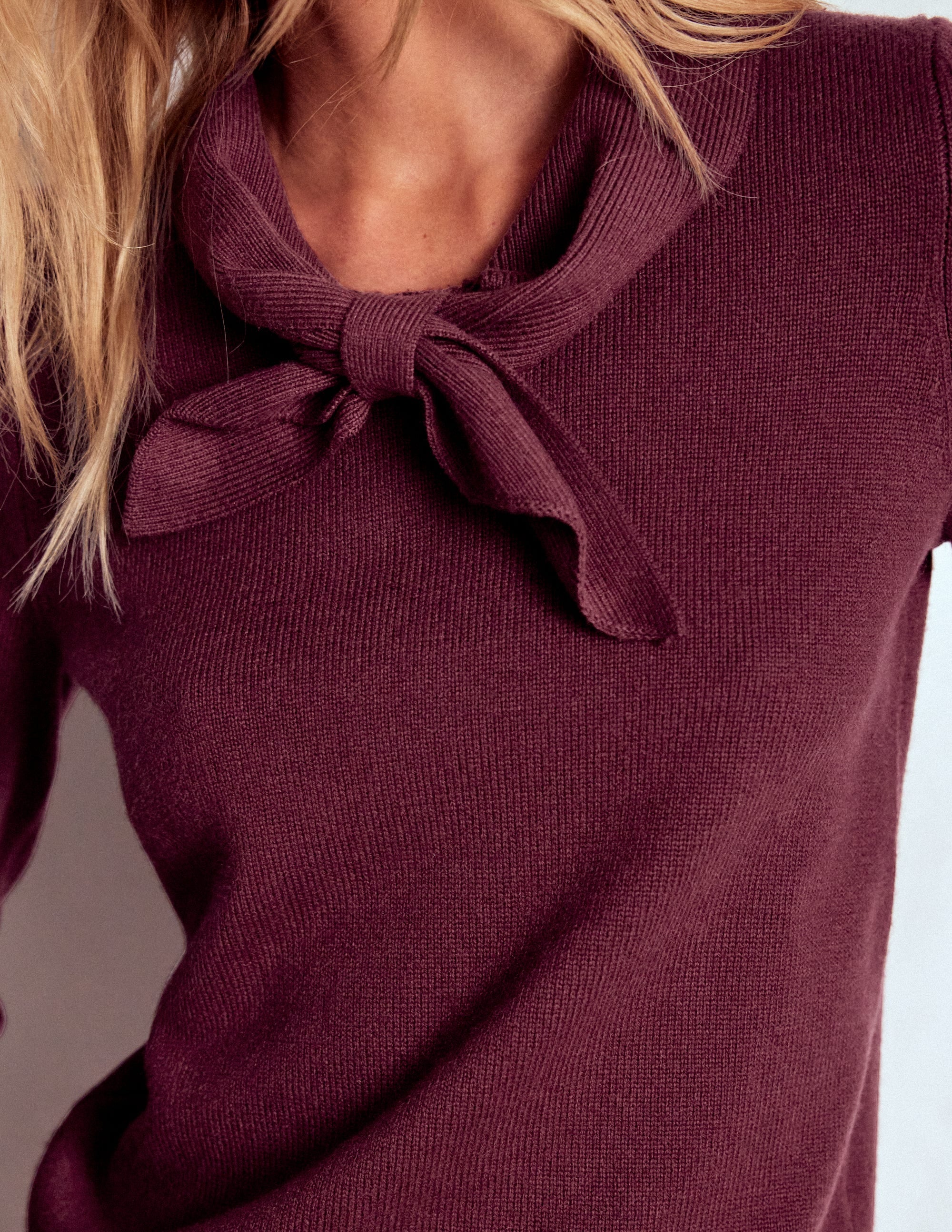 Knitted Bow Jumper-Deep Wisteria - Image 2