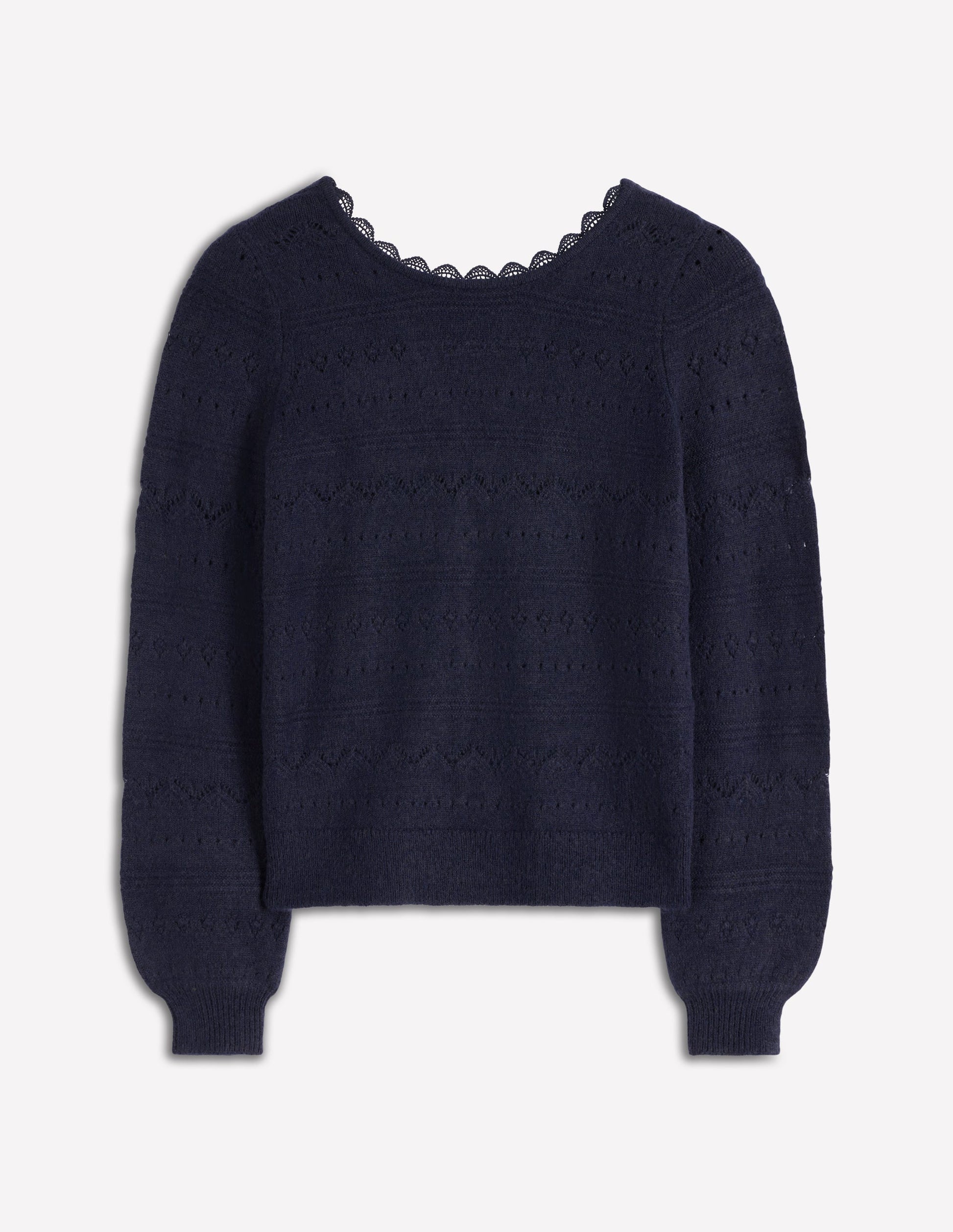Leticia Lace Trim Jumper-Navy-6