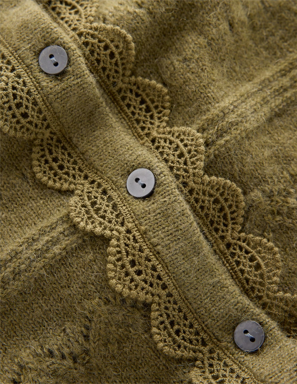 Leticia Lace Trim Cardigan-Woodland Green-6