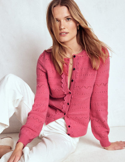Leticia Lace Trim Cardigan-Rose Pink-1