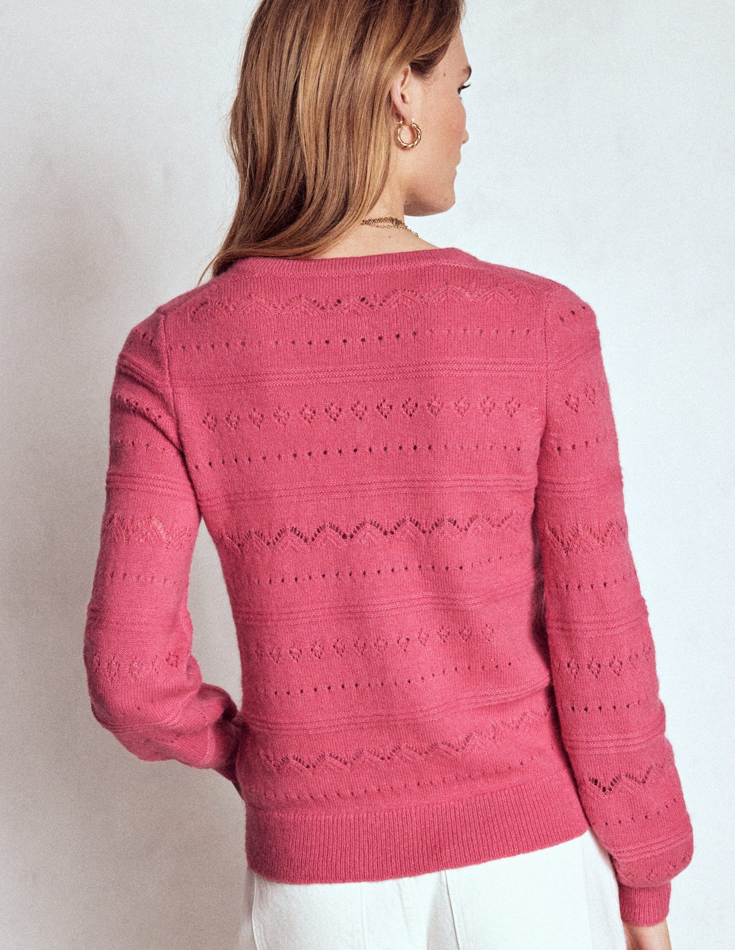 Leticia Lace Trim Cardigan-Rose Pink