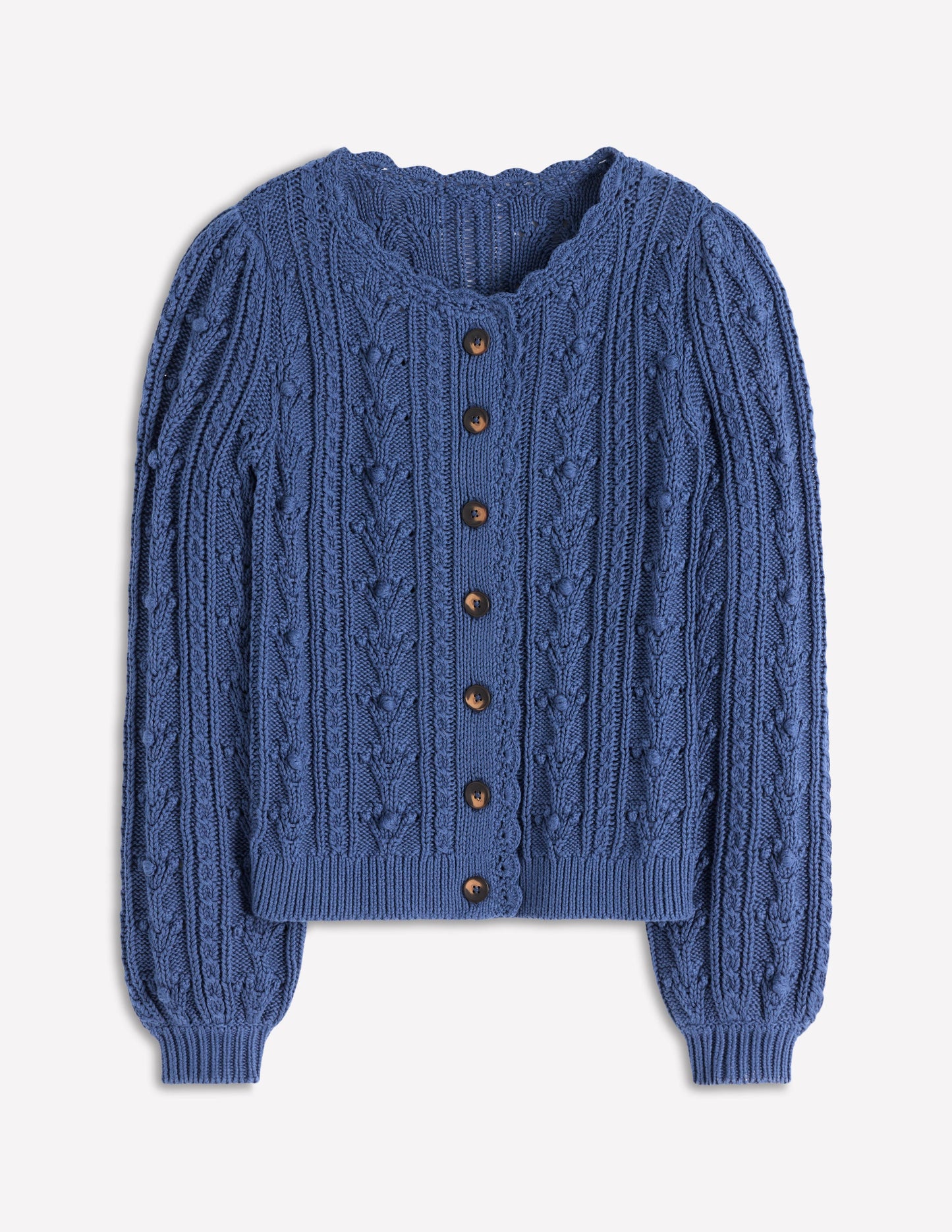 Cotton Textured Cardigan-Denim Blue