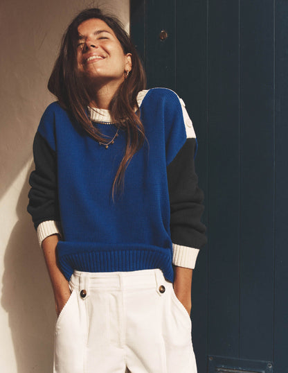 Jemma Chunky Cotton Jumper-Bright Blue-6