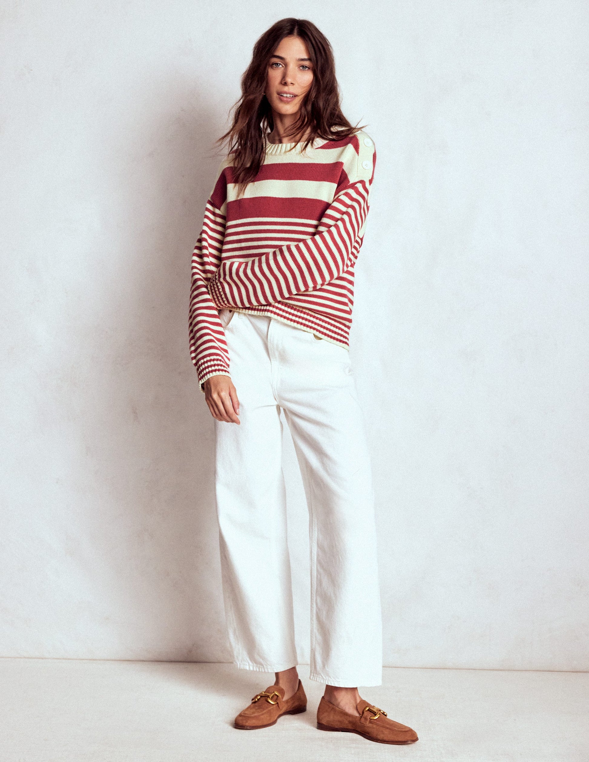 Jemma Chunky Cotton Jumper-Warm Ivory/ Terracotta-4