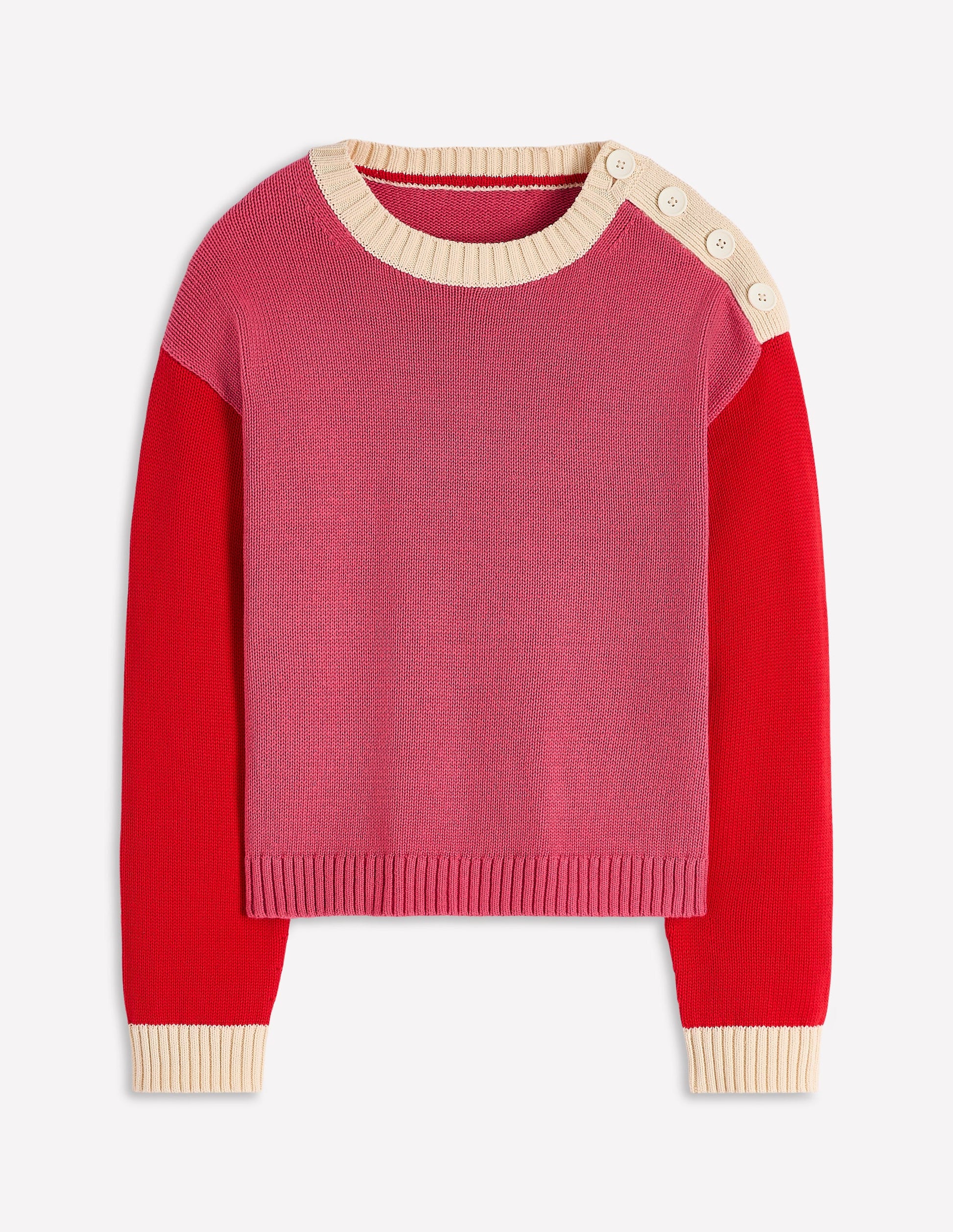 Jemma Chunky Cotton Jumper-Rose Pink-5