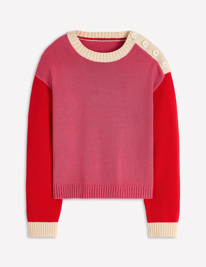 Jemma Chunky Cotton Jumper-Rose Pink-5