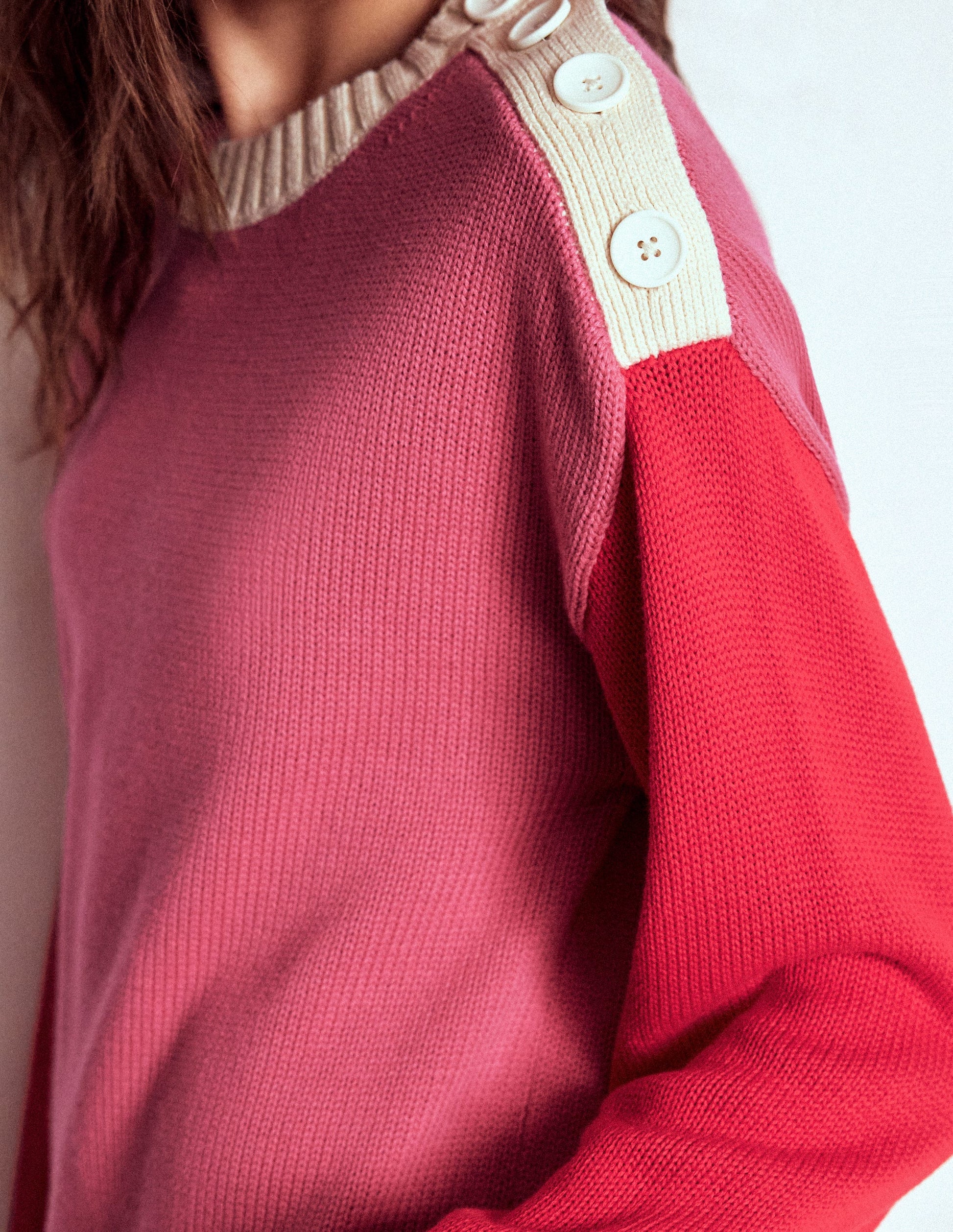 Jemma Chunky Cotton Jumper-Rose Pink-2