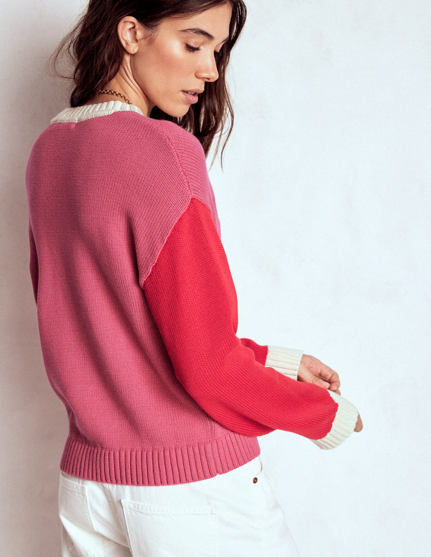 Jemma Chunky Cotton Jumper-Rose Pink