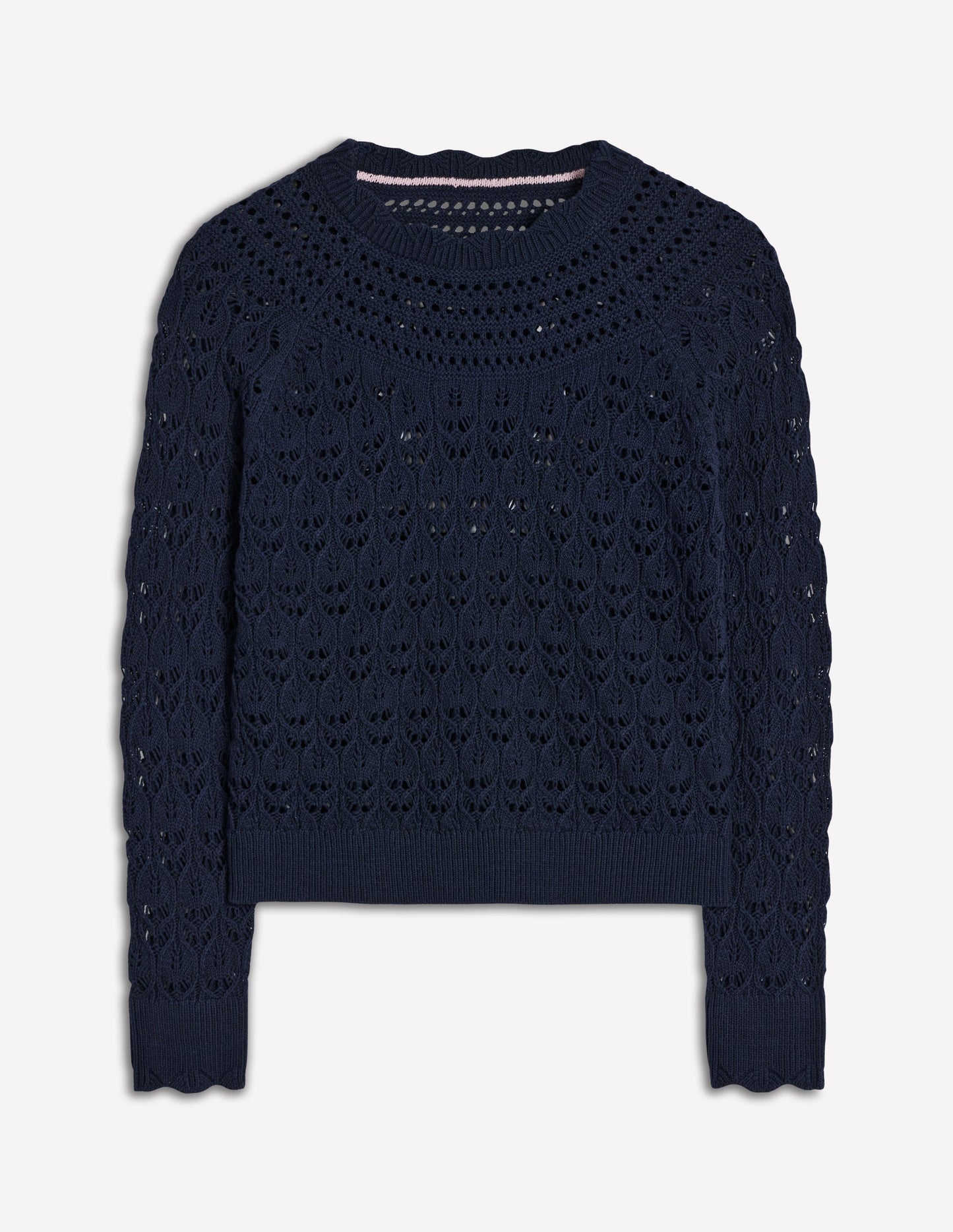 Crochet Mix Stitch Jumper-Navy