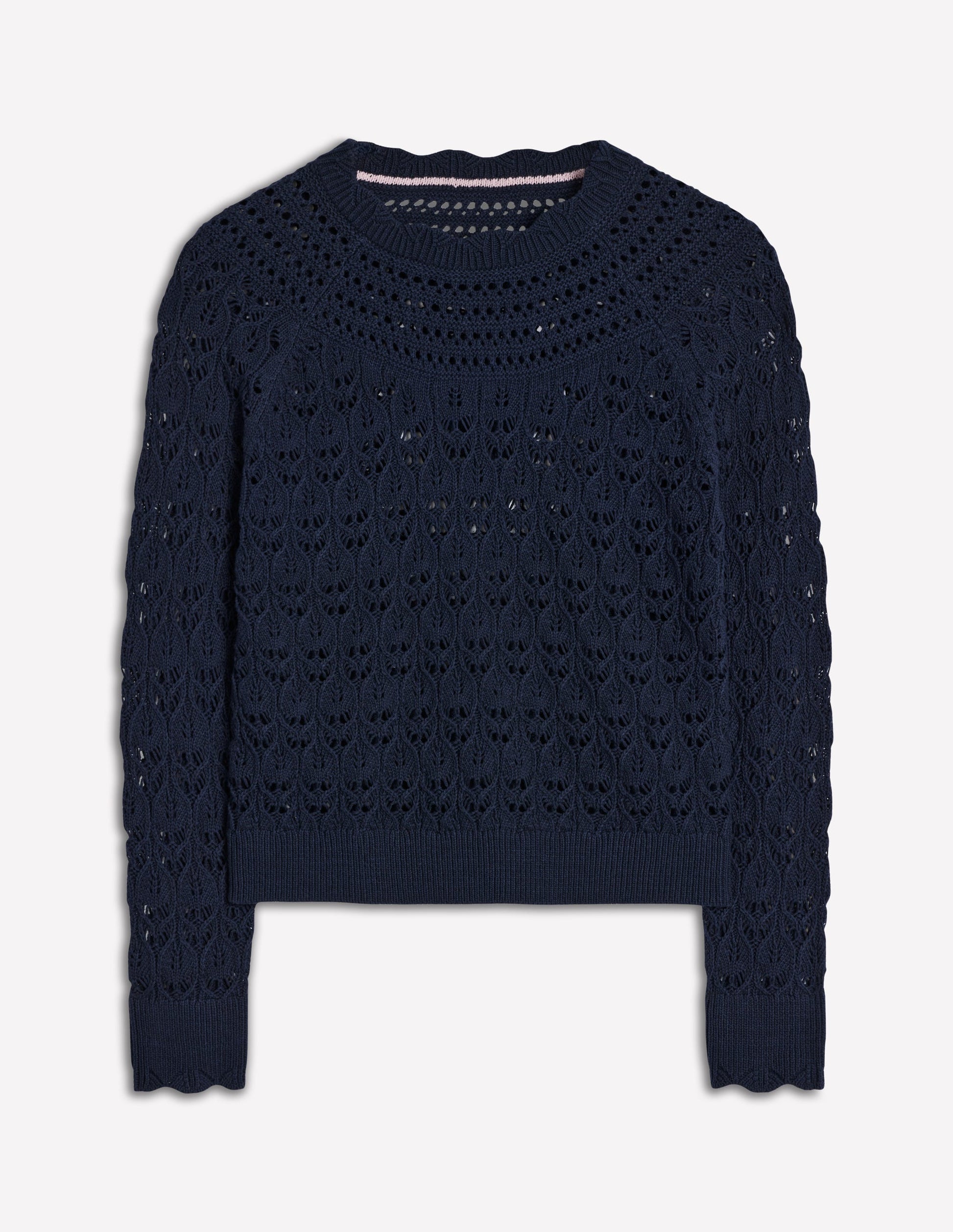 Crochet Mix Stitch Jumper-Navy-6