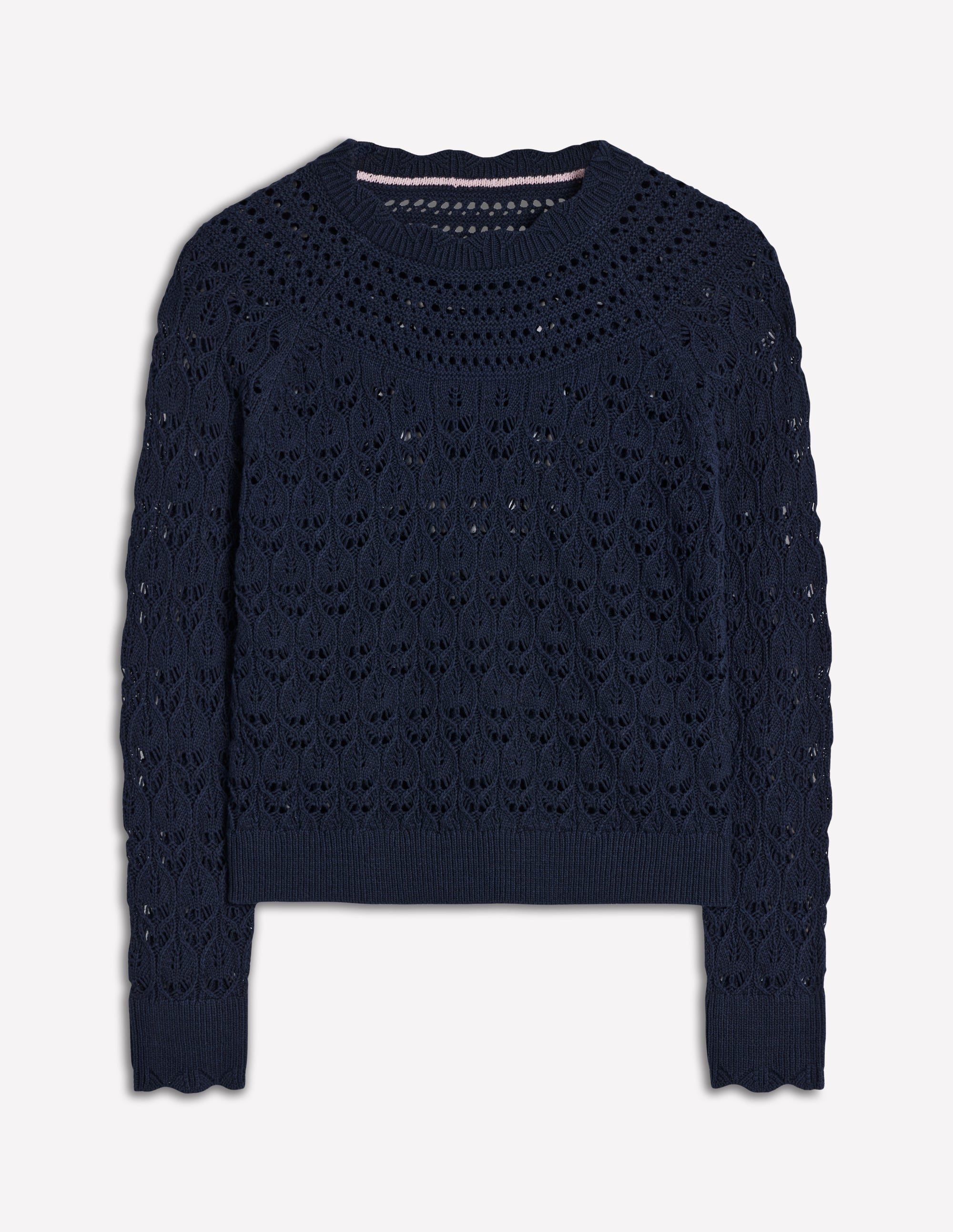 Crochet Mix Stitch Jumper-Navy - Image 6