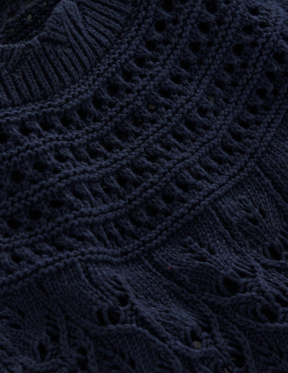 Crochet Mix Stitch Jumper-Navy-7