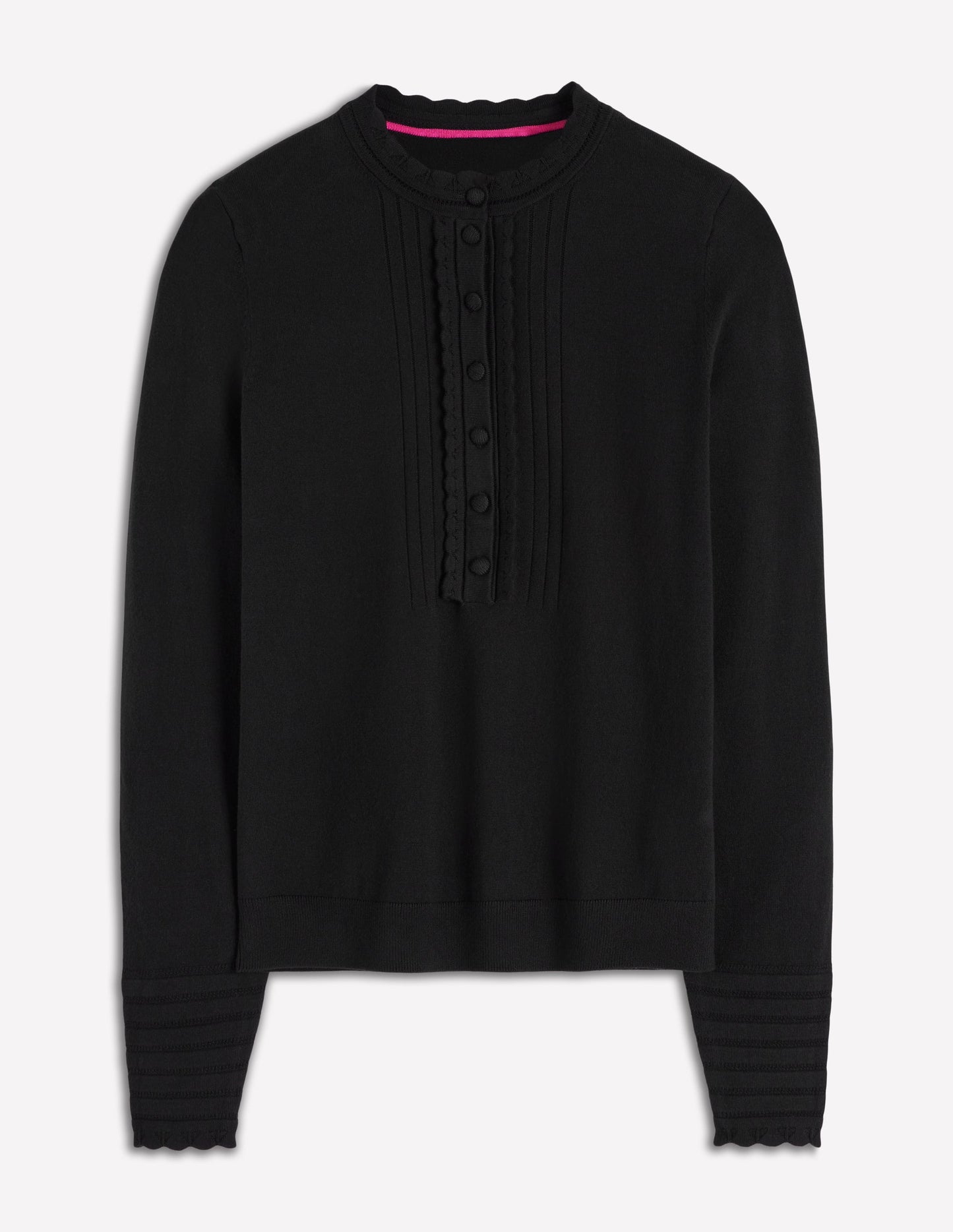 Angela Cotton Scallop Jumper-Black