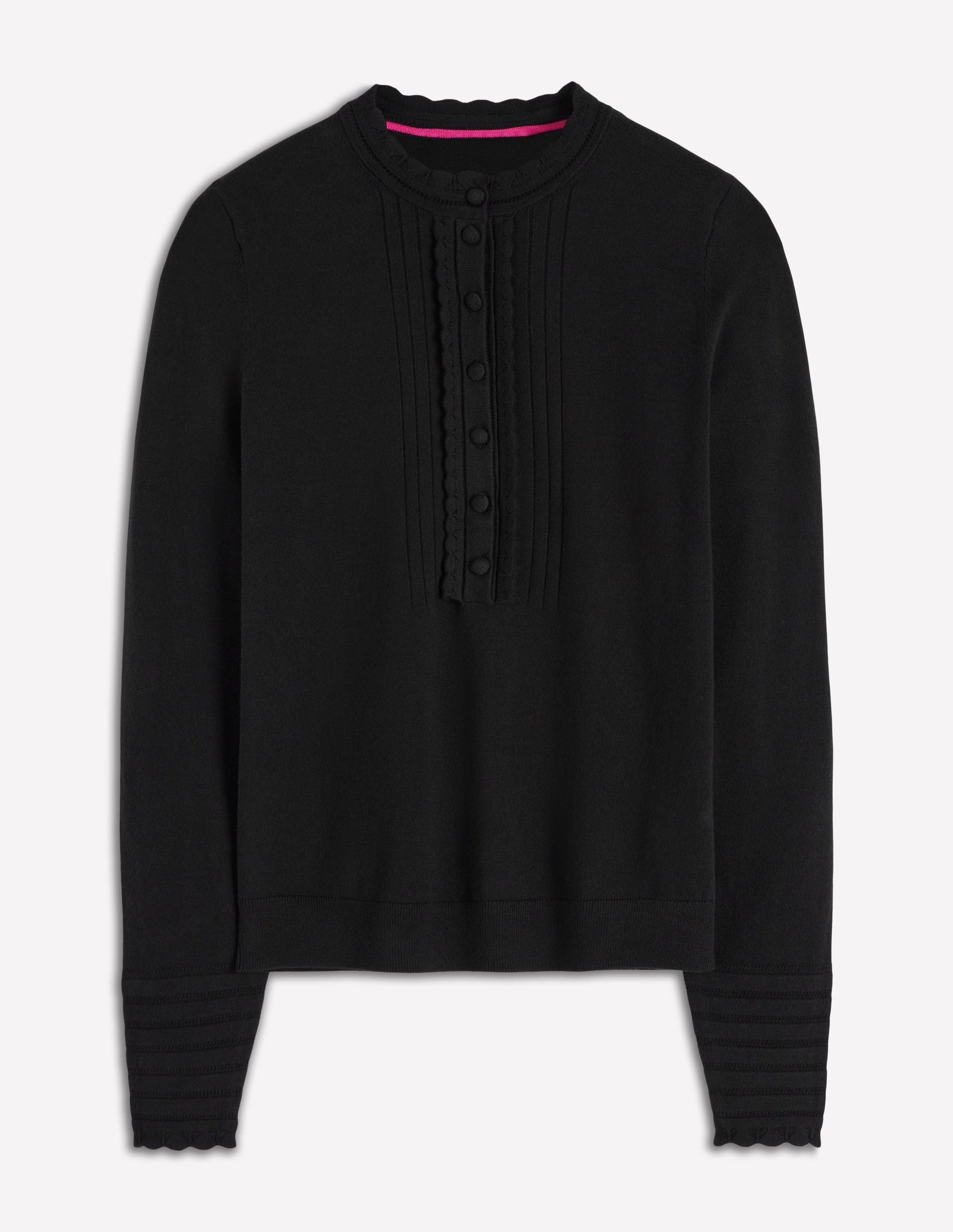 Angela Cotton Scallop Jumper-Black-6