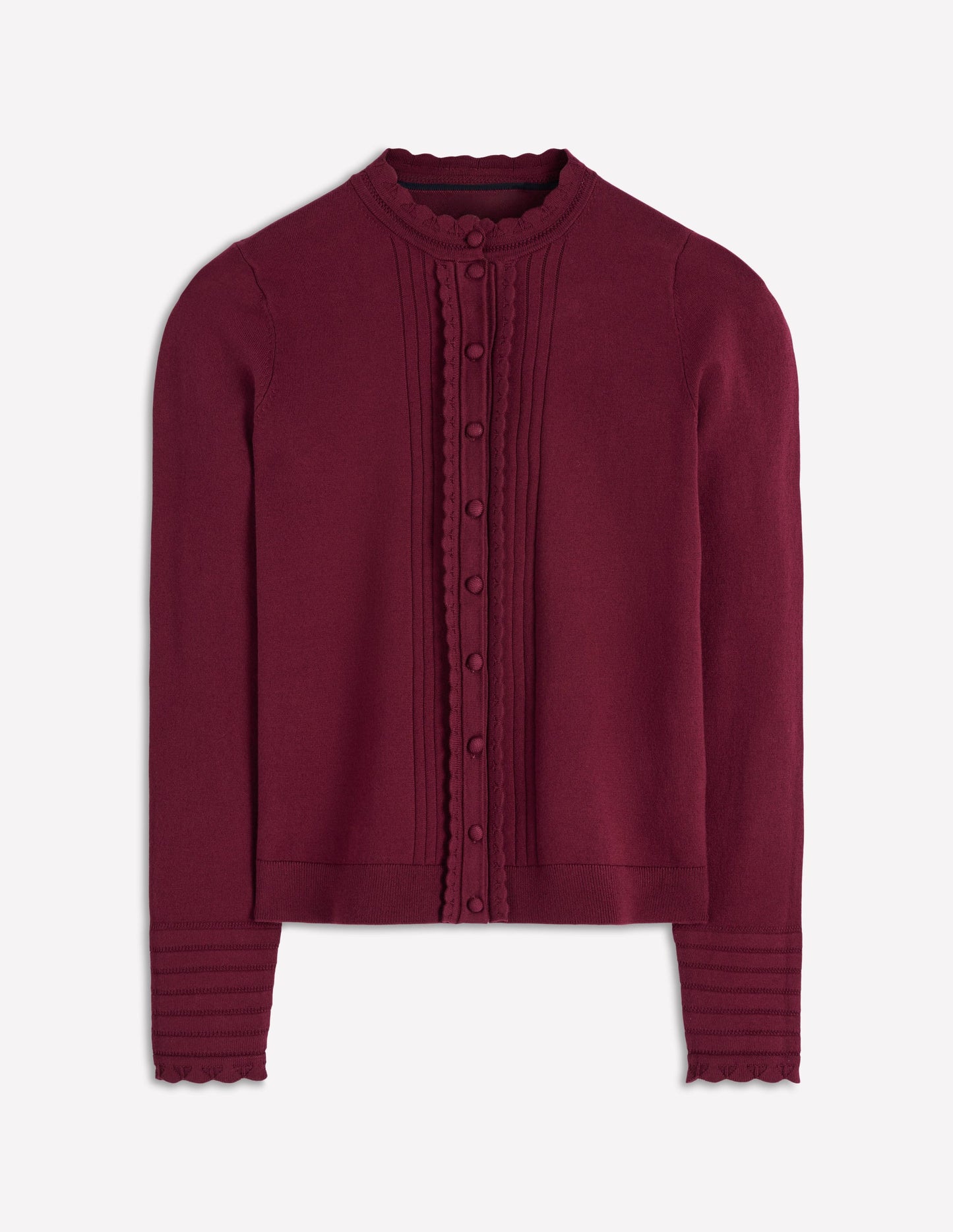 Angela Cotton Scallop Cardigan-Deep Wisteria