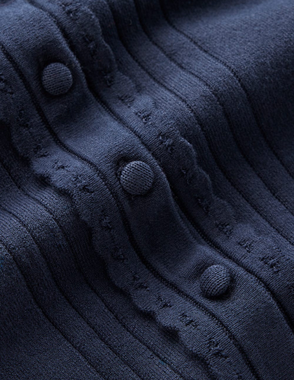 Angela Cotton Scallop Cardigan-Navy