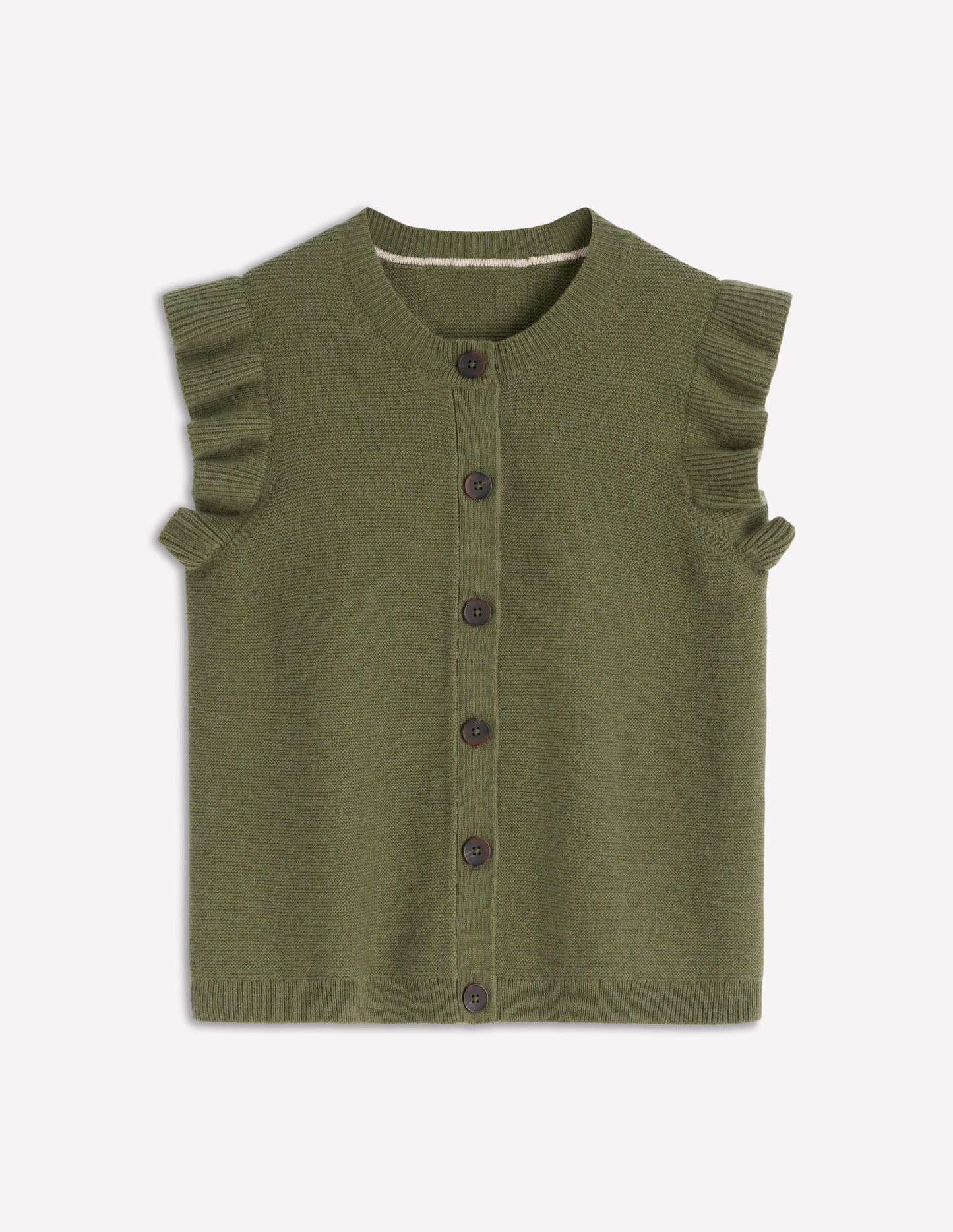 Frill Detail Waistcoat-Woodland Green Melange