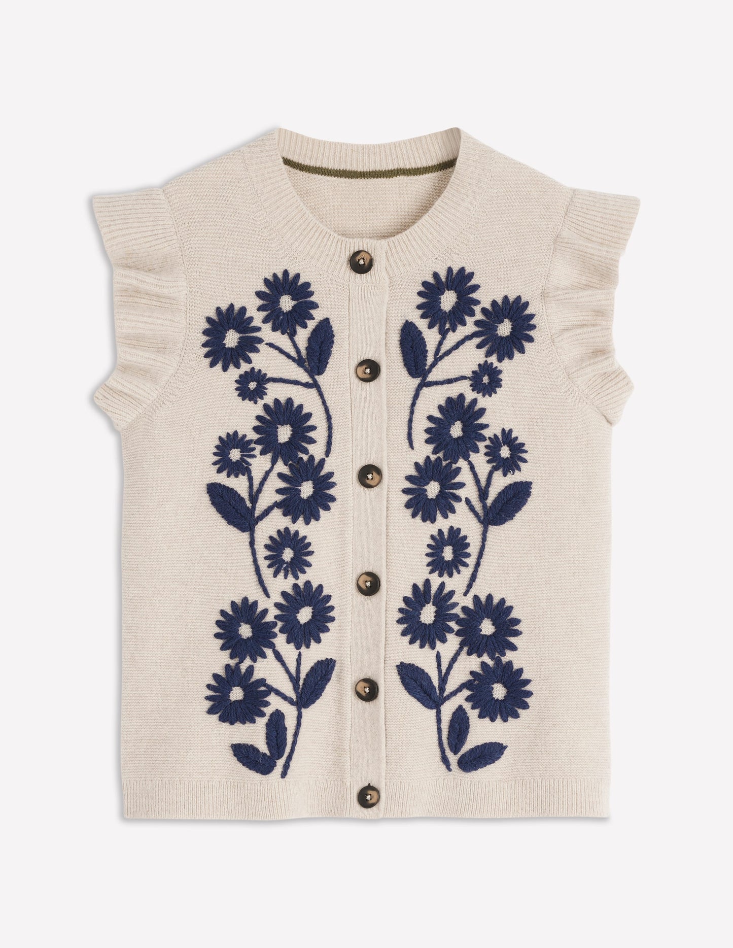 Frill Detail Waistcoat-Oatmeal Melange