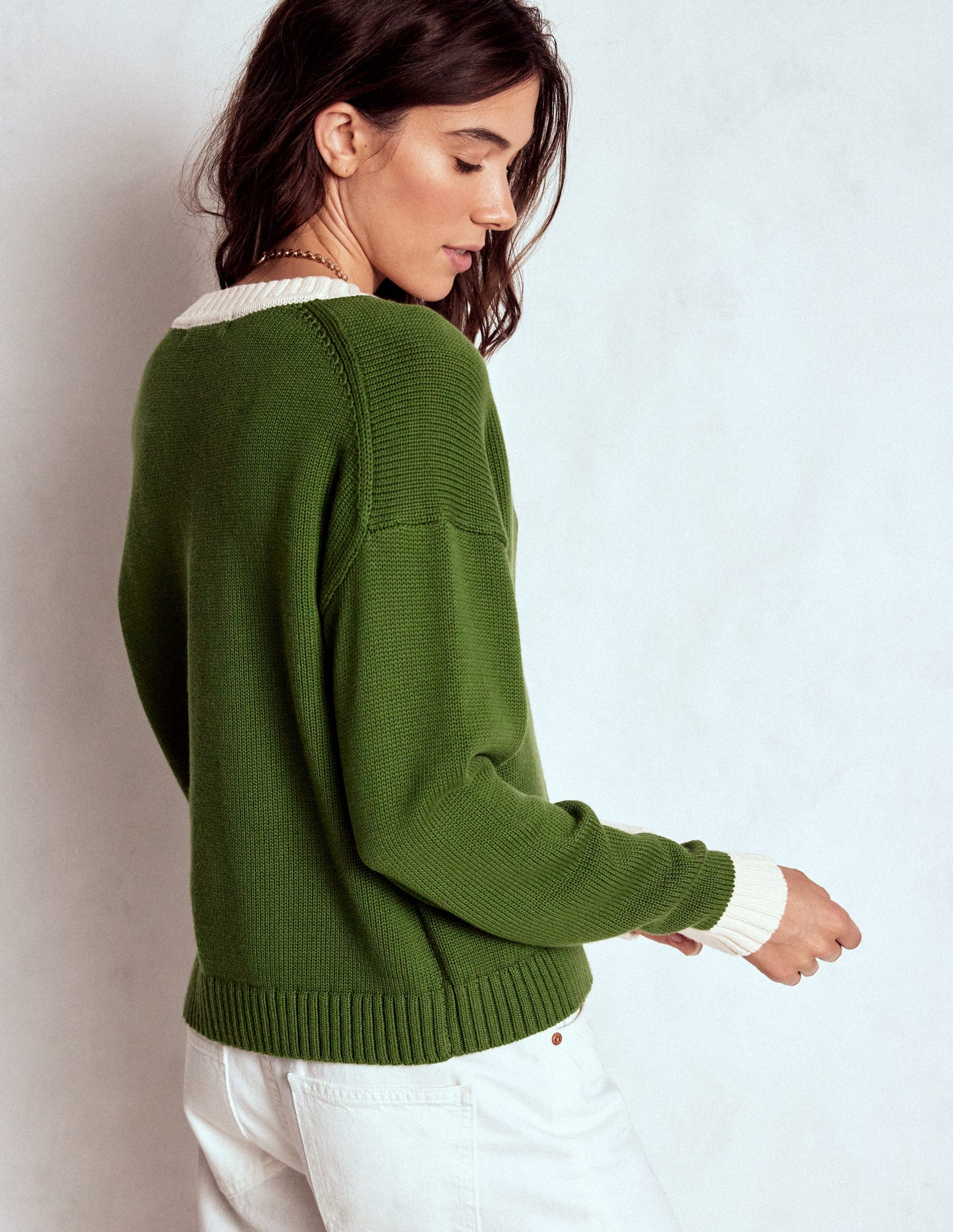 Jemma Chunky Cotton Cardigan-Promenade Green