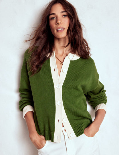 Jemma Chunky Cotton Cardigan-Promenade Green-5