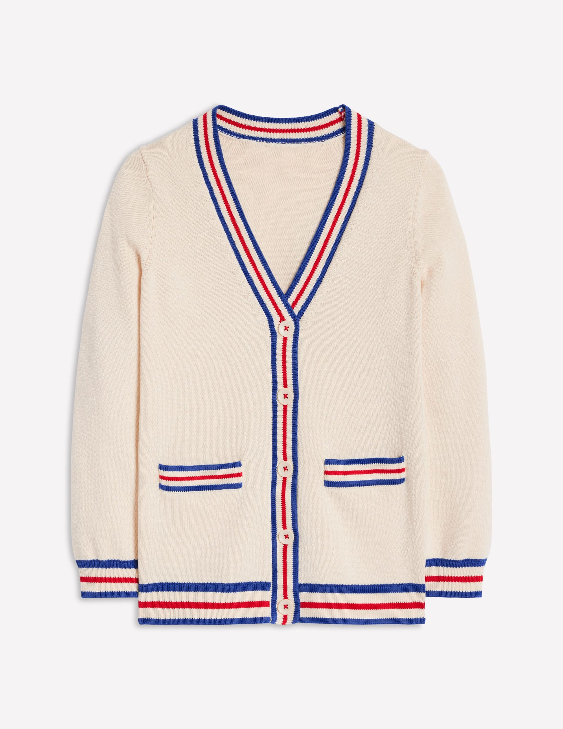 Long Cotton V-neck Cardigan-Warm Ivory-5