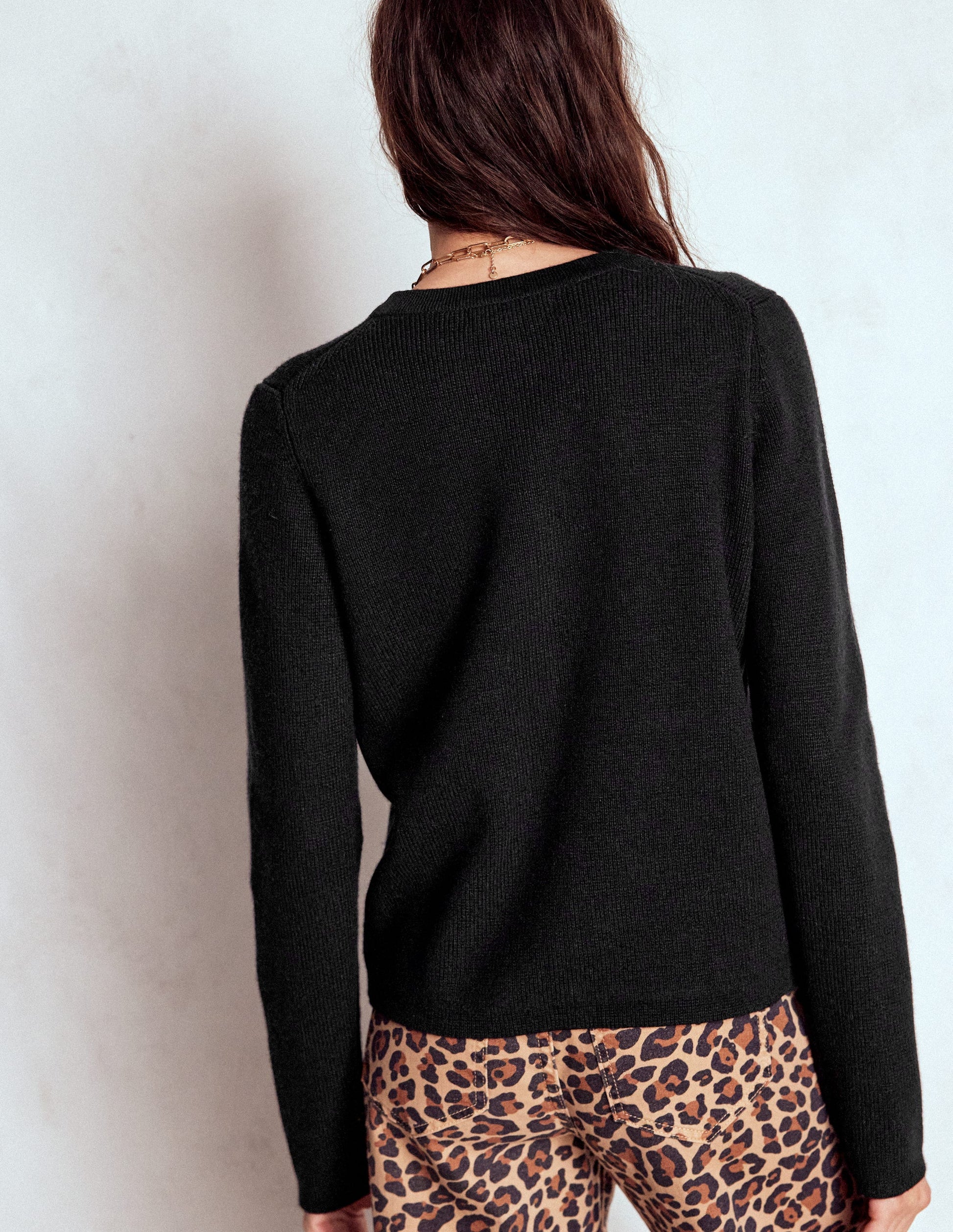 Knitted Bow Cardigan-Black-3