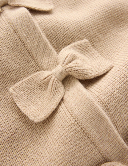 Knitted Bow Cardigan-Chinchilla Melange-6