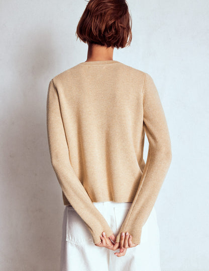 Knitted Bow Cardigan-Chinchilla Melange-3