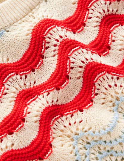 Cotton Wave Tank-Navy/ Red Textured Wave-7