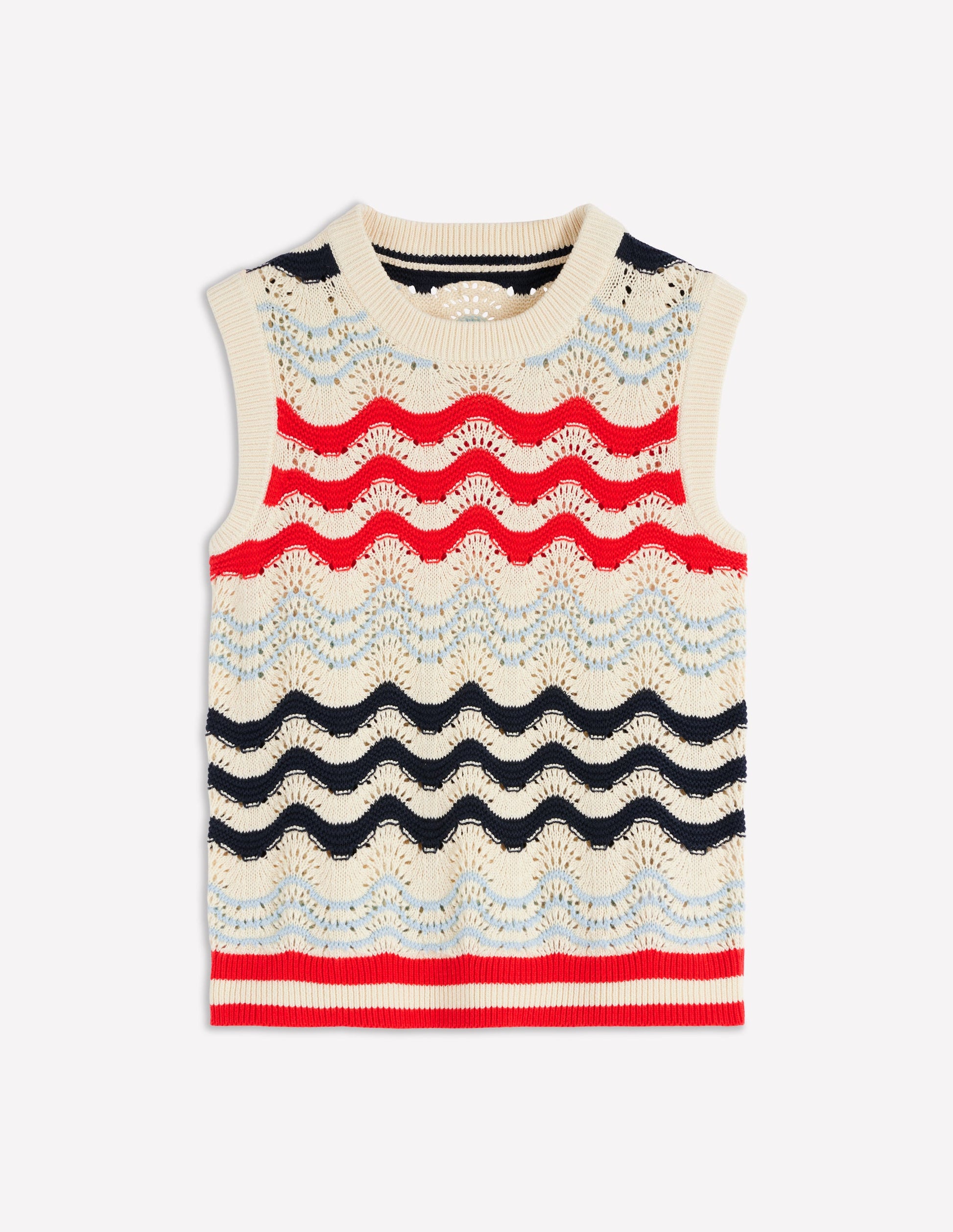 Cotton Wave Tank-Navy/ Red Textured Wave-6