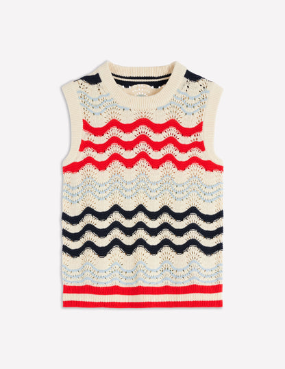Cotton Wave Tank-Navy/ Red Textured Wave-6