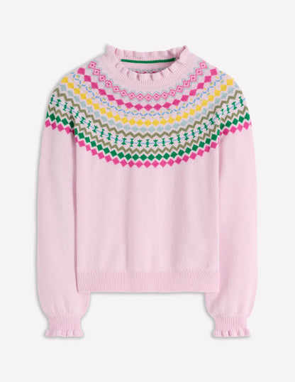 Fae Fair Isle Frilled Jumper-Sheer Pink Melange-5