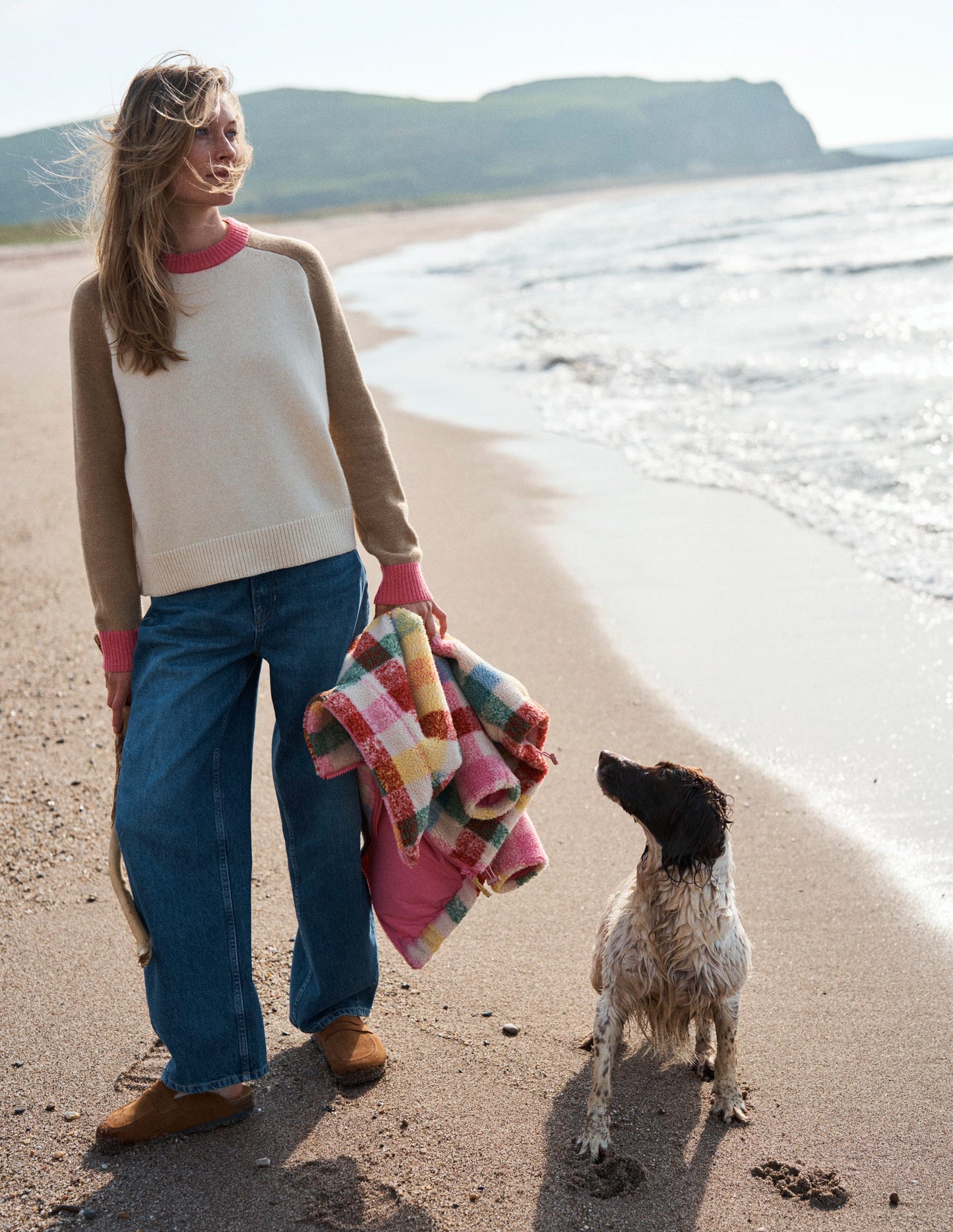 Marion Merino Jumper-Warm Ivory, Colourblock
