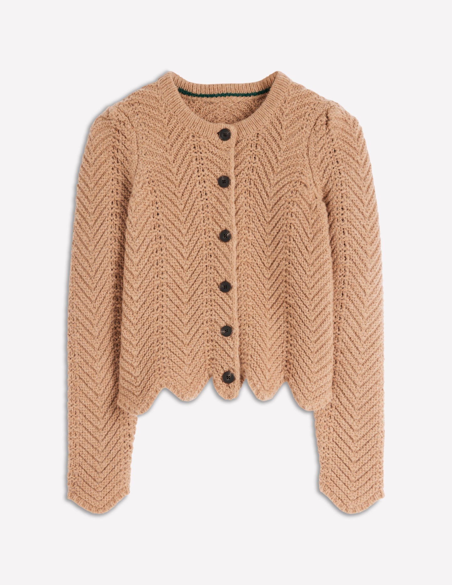 Chunky Chevron Knitted Jacket-Camel
