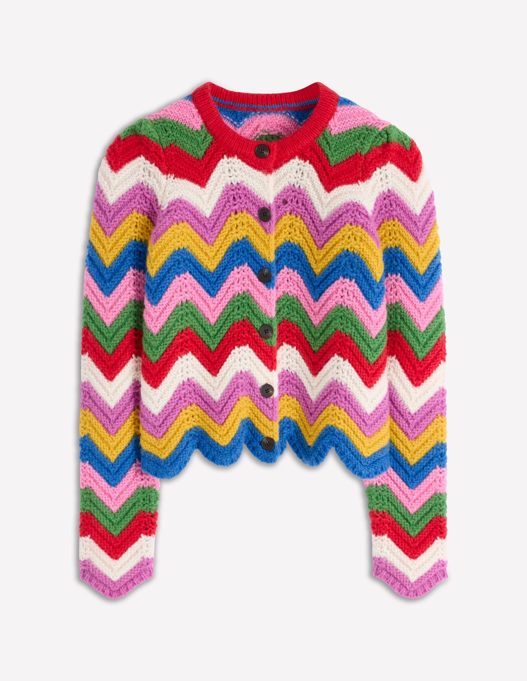 Chunky Chevron Knitted Jacket-Multi, Zig Zag - Image 8