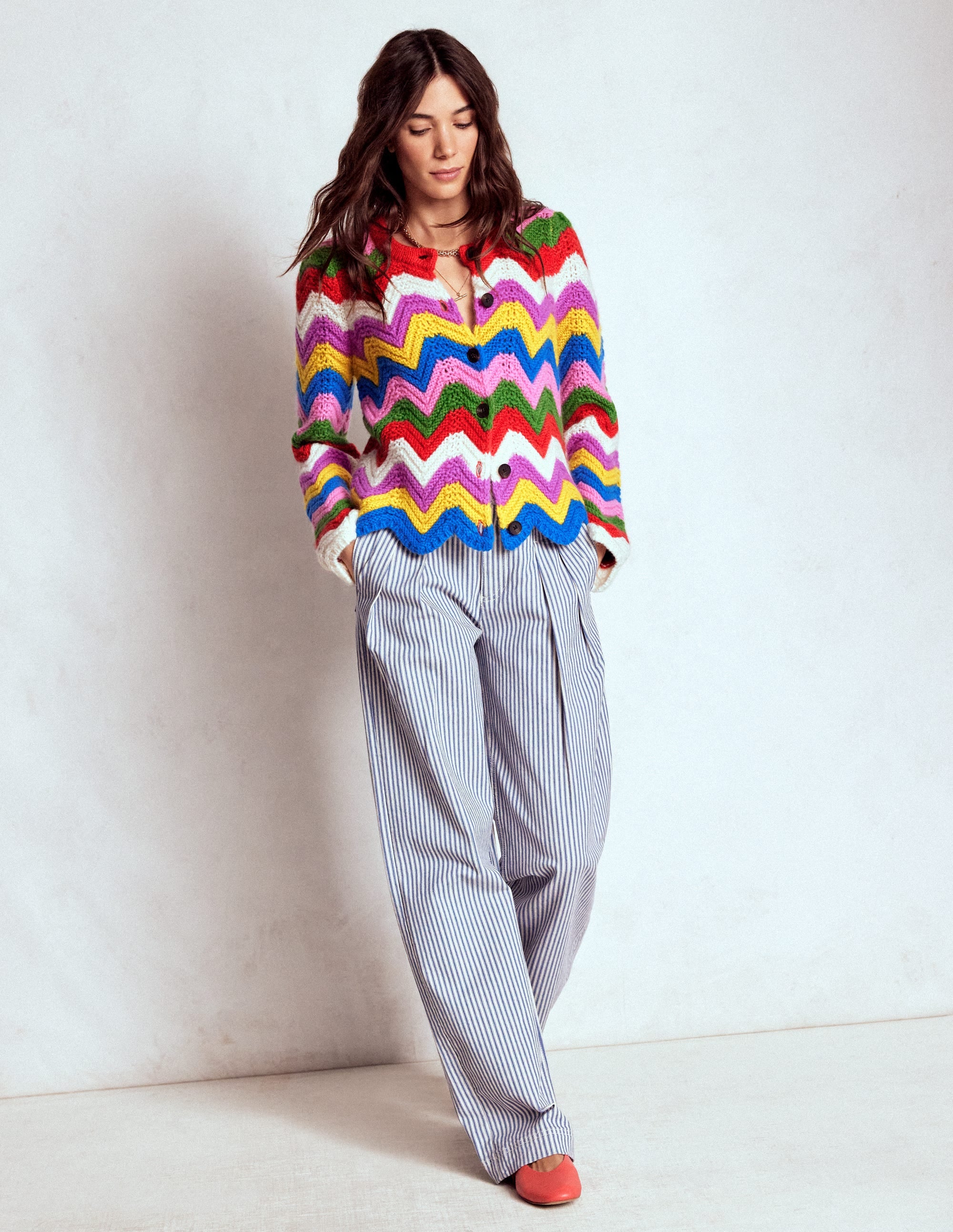 Chunky Chevron Knitted Jacket-Multi, Zig Zag - Image 5