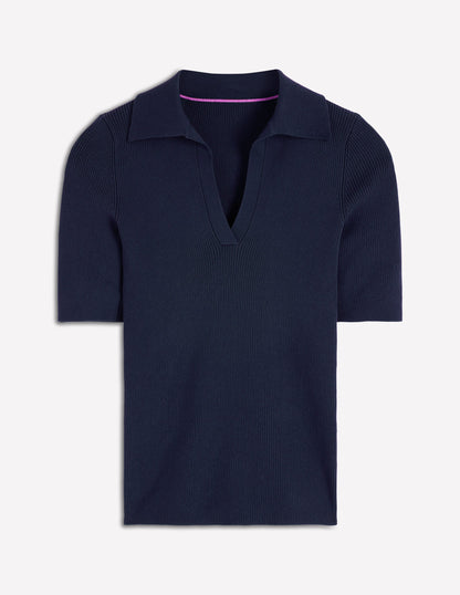 Rib Henley Top-Navy-6