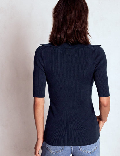 Rib Henley Top-Navy-3