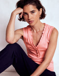 Jersey Henley Pyjama Vest-Light Pink