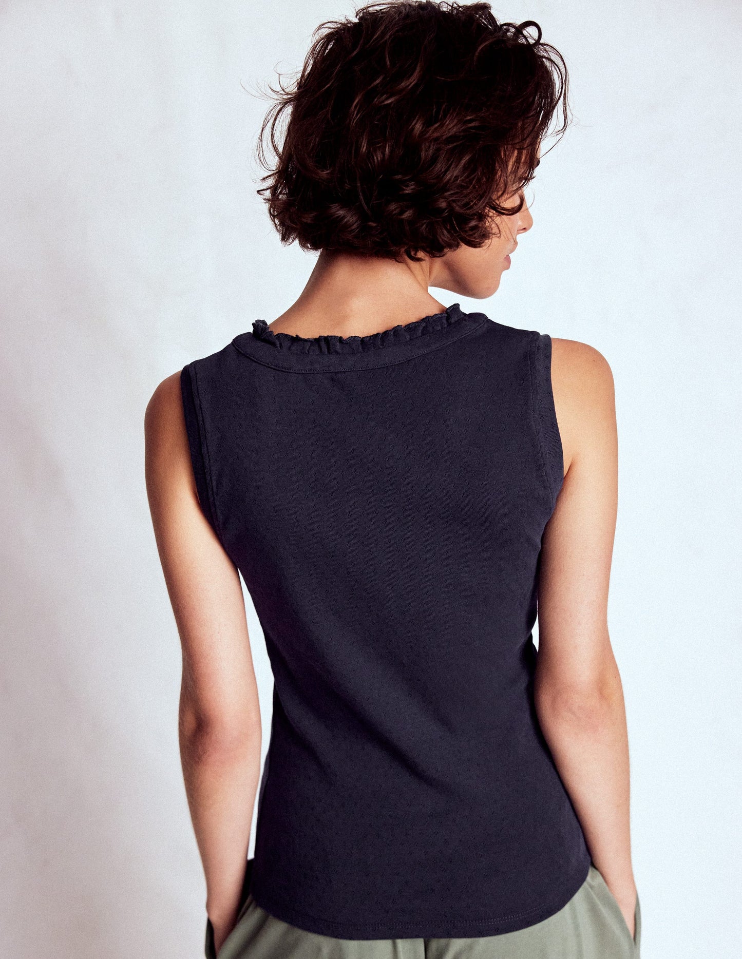 Jersey Henley Pyjama Vest-Dark Blue