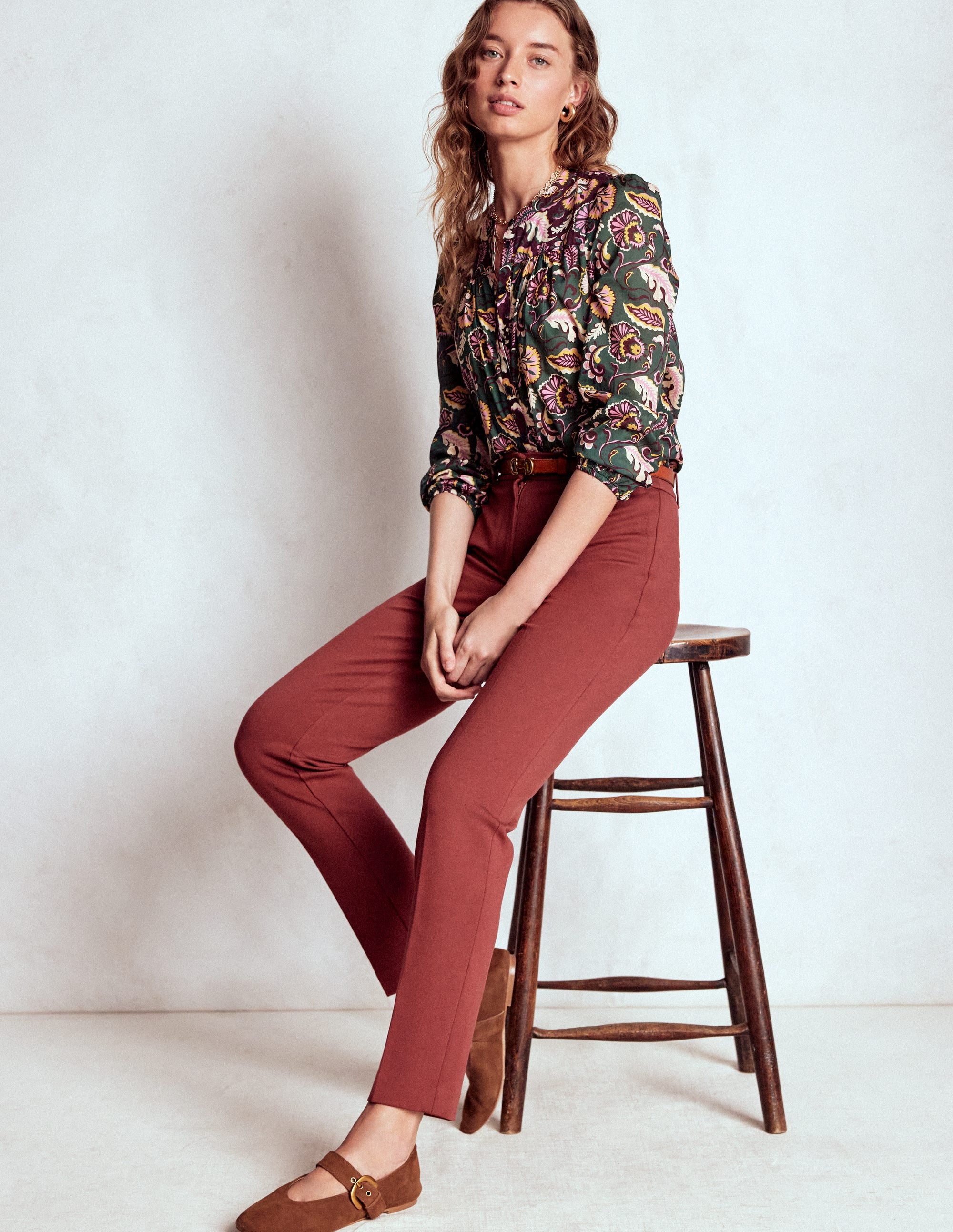 Highgate Ponte Trousers-Chestnut - Image 1