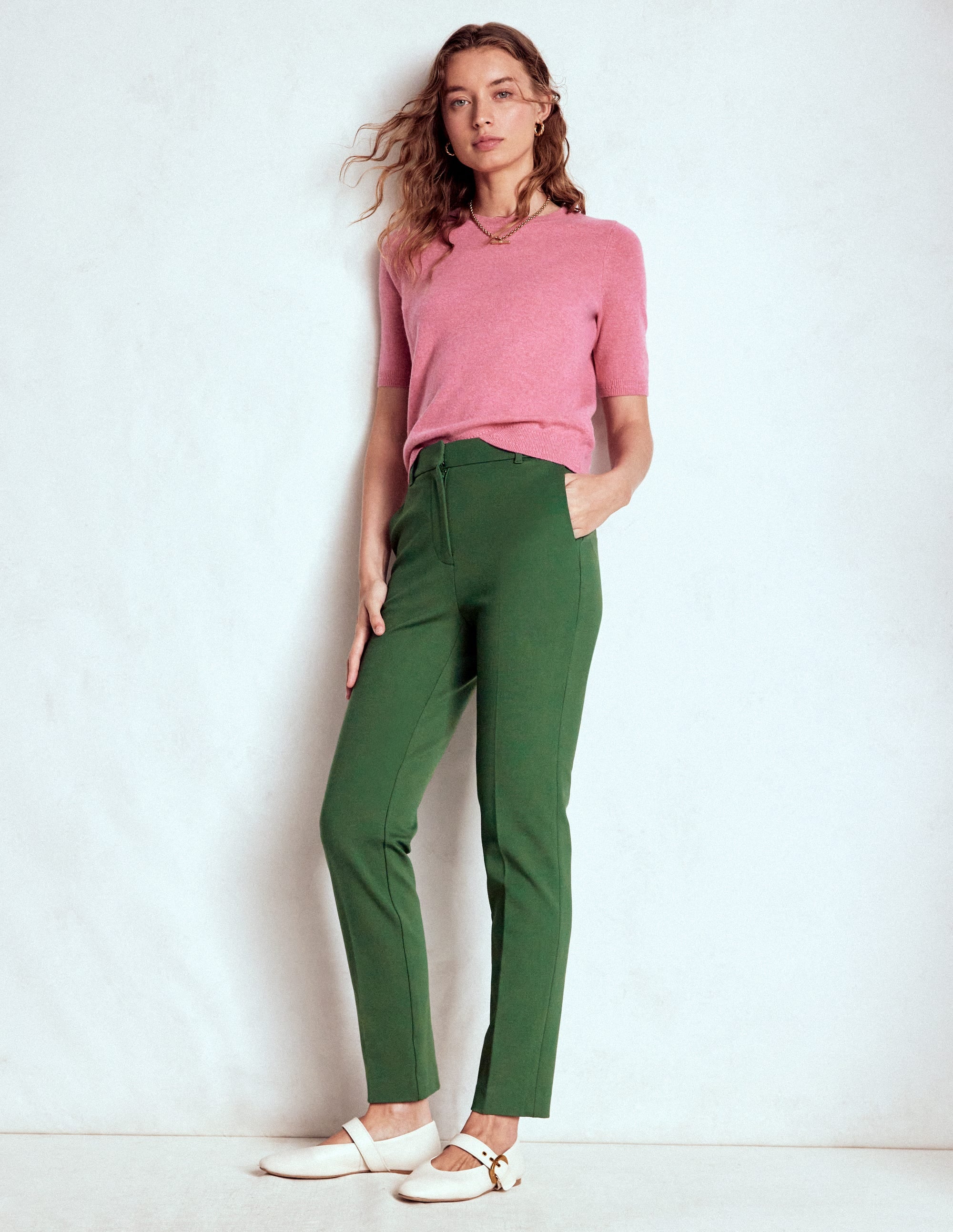 Highgate Ponte Trousers-Hunter Green - Image 1