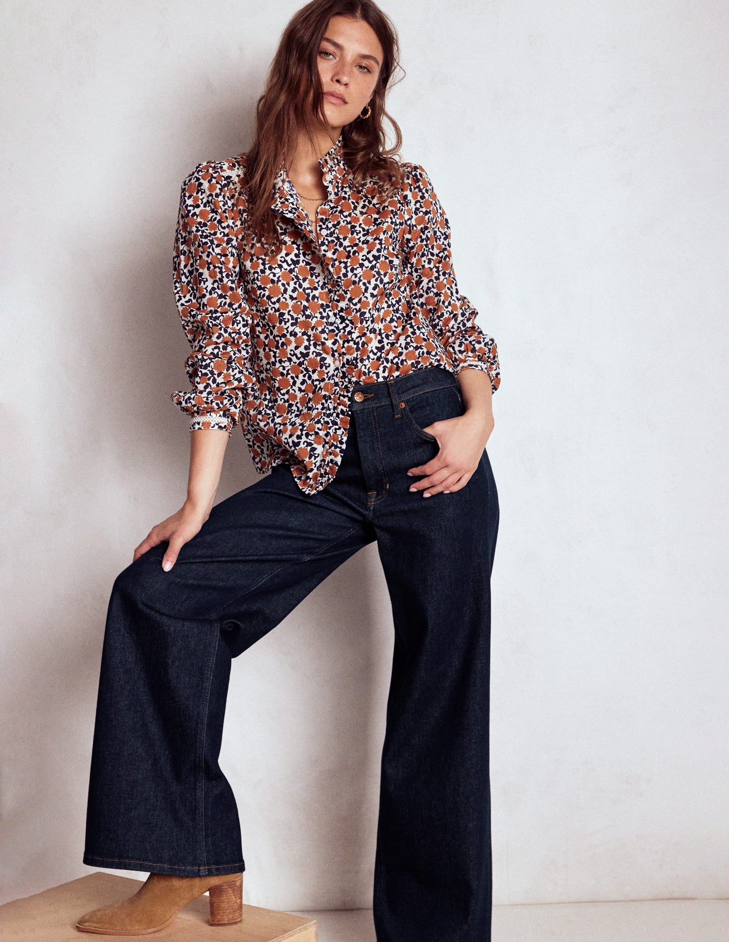 High Rise Wide Leg Jeans-Indigo Rinse