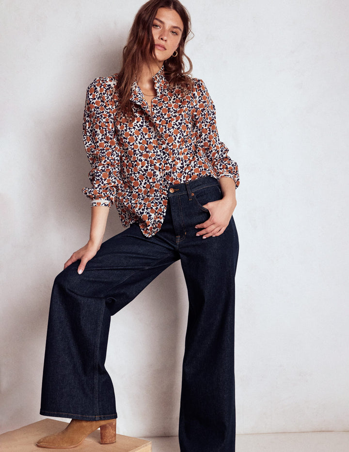 High Rise Wide Leg Jeans-Indigo Rinse